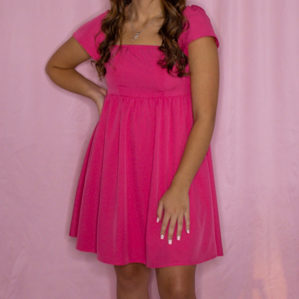 Women’s Pink Puff Sleeve Dress